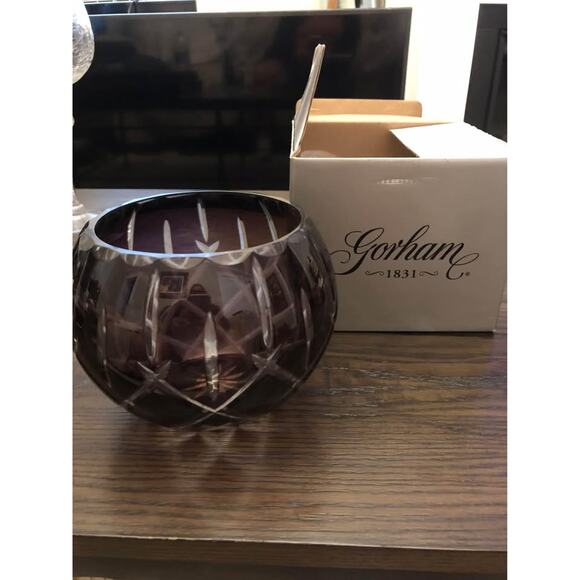 Gorham Crystal- Vintage Lady Anne Rose Bowl 7” Amethyst - Picture 10 of 10